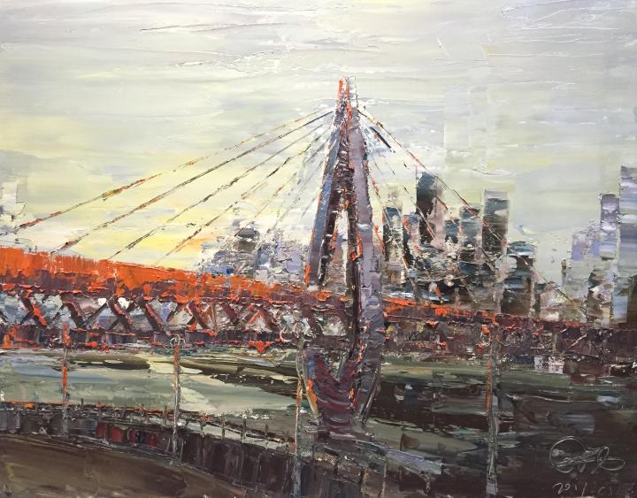 《千厮门大桥》 2017尺寸:55cm×70cm